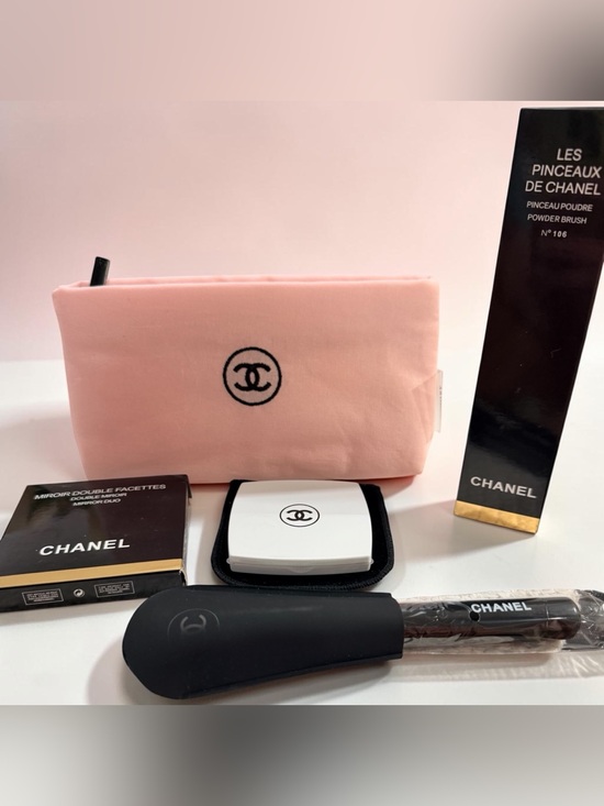 Chanel Beaute Handbags - NEW | CHANEL Beauty Gift Set Pink Cosmetic Pouch Mirror Brush Makeup Accessories